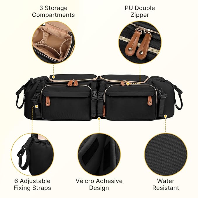 Double Stroller Organizer for Bob Duallie and Baby Jogger City Mini GT2 - Image 6