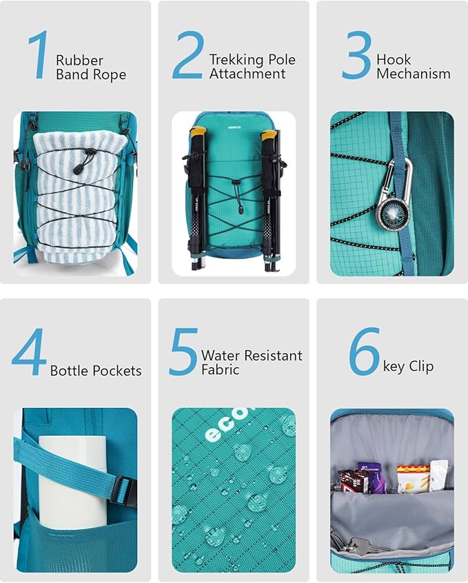 ECOHUB Small Hiking Backpack for Men Women, 20L Lightweight Travel Backpacks - Image 5