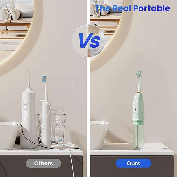 Portable Water flosser with Electric Toothbrush, 2 in 1 Teeth Cleaning Kit - Image 7