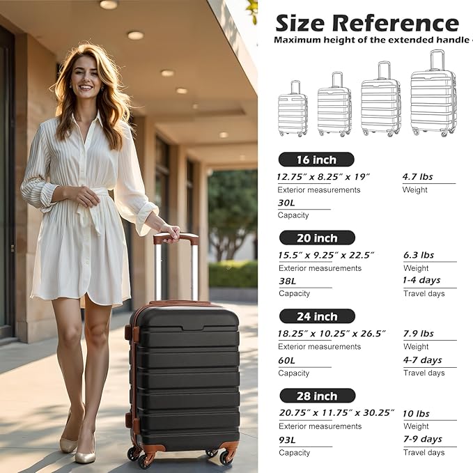 Coolife Luggage Suitcase Spinner Hardshell Lightweight TSA Lock) - Image 7