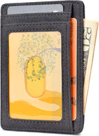 Buffway Slim Minimalist Front Pocket RFID Blocking Leather Wallets - Image 2