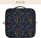 Makeup Organizer Bag, Colorful Neon Cat Heads Travel Makeup Bags Makeup Vanity Case Large Capacity Rhombus Cosmetic Toiletry Bag for Girl Women Ladies
