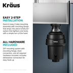 KGUW1-33WH-100-100, Bellucci Workstation 32 in. Undermount Granite Composite Single Bowl Kitchen Sink in White with WasteGuard 1 HP Continuous Feed Garbage Disposal and Accessories (White / 32 Inch / Sink and Garbage Disposal 1 HP)