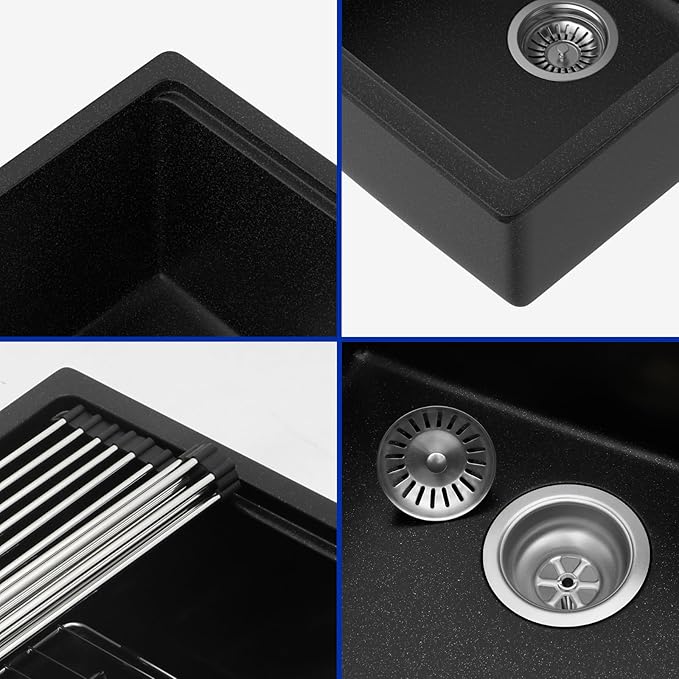 Dcolora 28 Inch Matte Black Undermount Kitchen Sink Single Bowl Modern Sink - Image 7