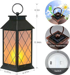 18" Solar Lanterns Outdoor Waterproof, Glass Solar Flickering Flame Lantern - Image 4
