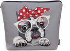 Makeup Bag French Bulldog Makeup Bags For Purse Pouch, Cute Puppy Bulldog Glasses Travel Toiletry Bag Cosmetic Bag Makeup Bags Flax Makeup Organizer Bag Pencil Pouch For Man Woman, Gray