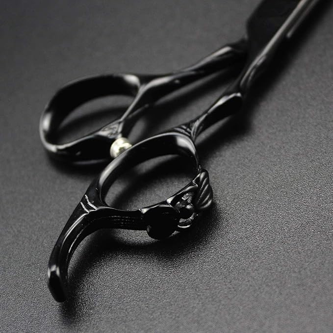 Hair Cutting Scissors, 6.0 Inch Black Professional Japan 440C Hair Cutting Shears - Salon Hair Blending/Thinning/Texturizing Scissor, Hand Sharpened