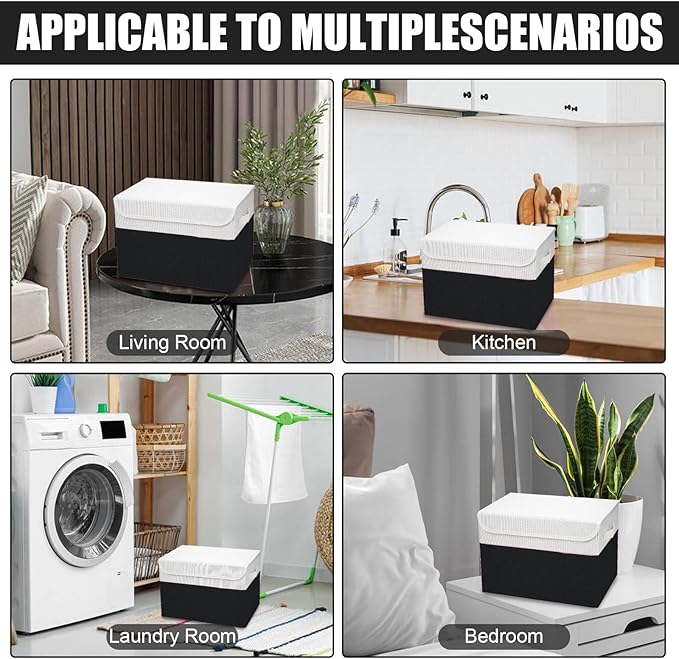 Large 22 Quart Linen Fabric Foldable Storage Bin Cube Organizer Basket - Image 7