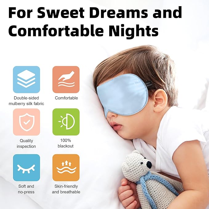 Silk Sleep Eye Mask for Kids, 100% Real Natural Pure Silk Sleeping Masks - Image 4