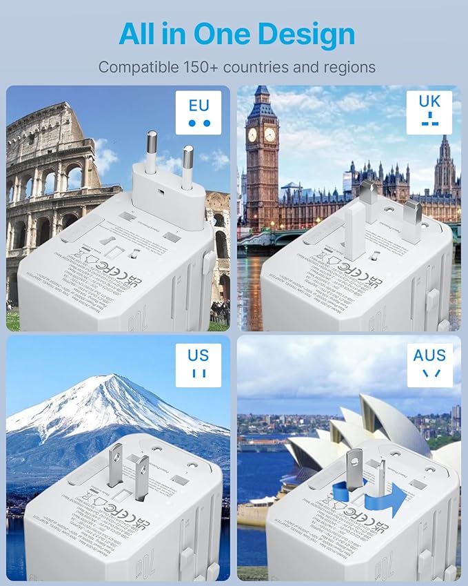 Universal Travel Adapter, VINTAR 70W GaN International Power Adapter - Image 3
