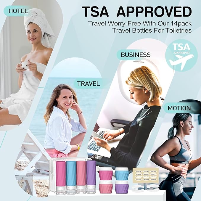 14pack Travel Bottles for Toiletries, TSA Approved Travel Size Toiletries - Image 7
