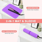 Oversize Silicone Heat Resistant Mat, Professional Hot Hair Tools Mat for Curling Iron, Flat Iron, Hair Straightener, Portable Hot Pad Cover with Velcro for Travel Home Salon(14.2" x 11.0")