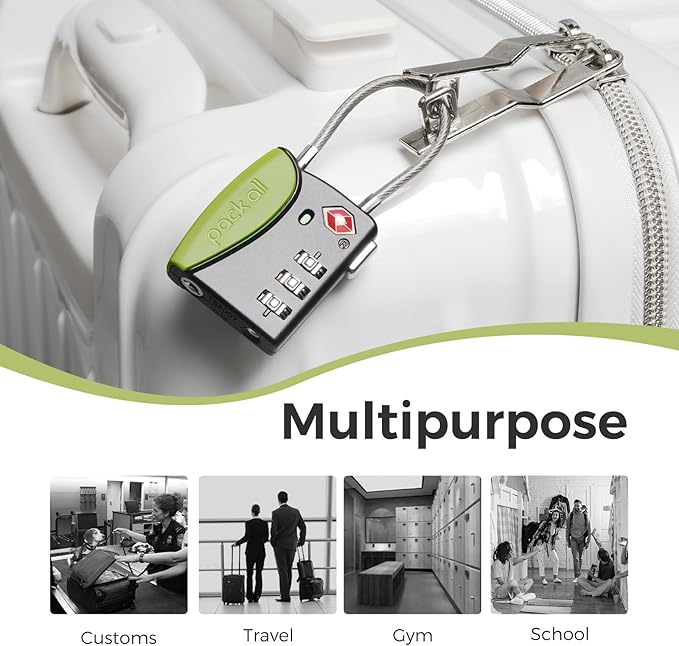 pack all TSA Approved Cable Luggage Locks, 3 Digit Combination Padlocks - Image 8