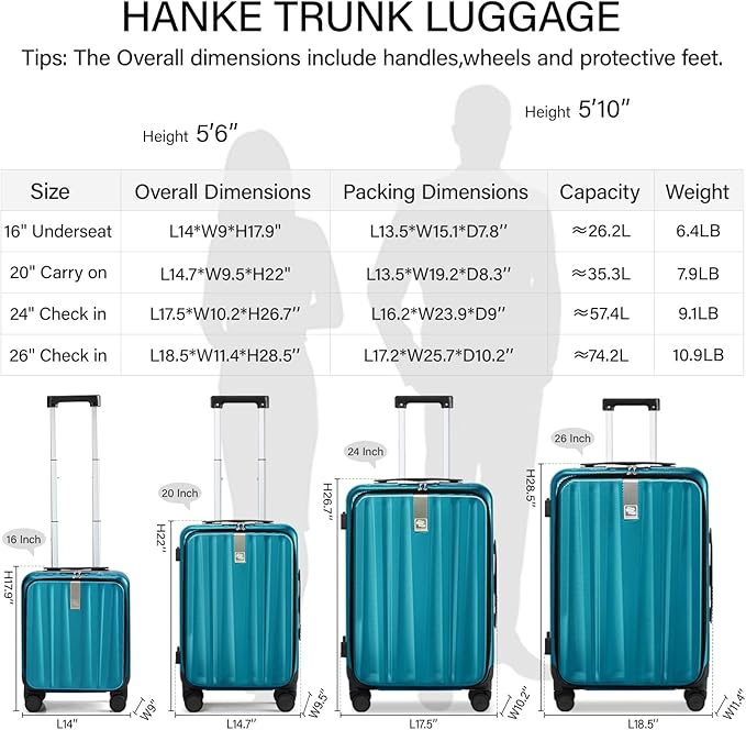 Hanke 16 Inch Underseat Carry On Luggage - Image 3