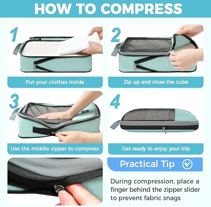 BAGAIL 4 Set/6 Set/8 Set Compression Packing Cubes Travel Accessories - Image 4