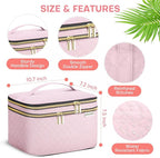 Large Makeup Bag with Mirror Double Layer Travel Make Up Organizer Case - Image 5