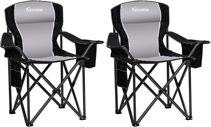 Padded Camping Chairs for Adults, Oversized Folding Outdoor Chairs, Weight by VOYSIGN
