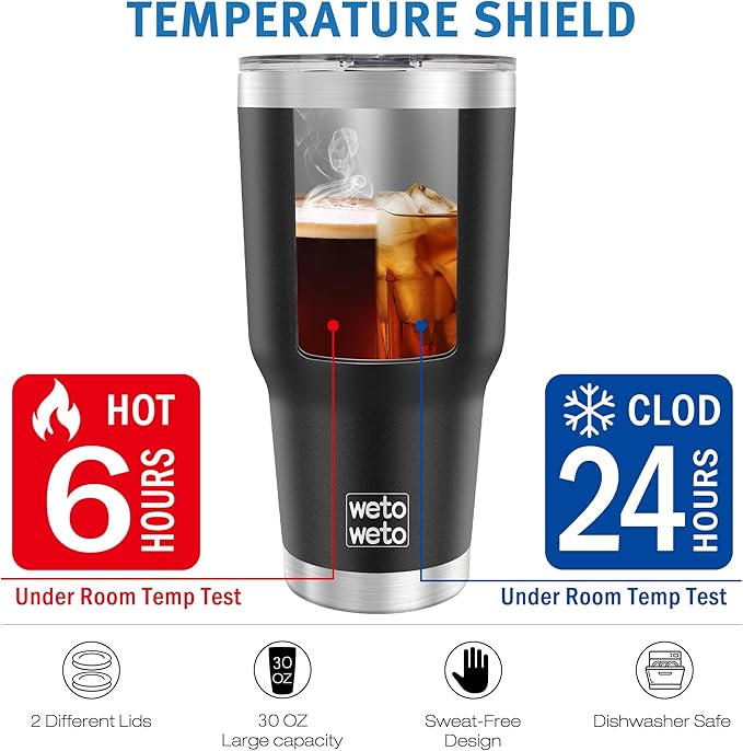 WETOWETO 30oz Tumbler, Stainless Steel Vacuum Insulated Water Coffee Tumbler Cup - Image 4