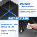 25x22 Inch Black Drop In Kitchen Sink, 25 Inch Gunmetal Black Kitchen Sink Top - Image 4