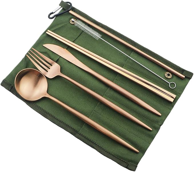 Gugrida Reusable Travel Utensils, 7 Piece Portable 304 Stainless Steel - Image 6