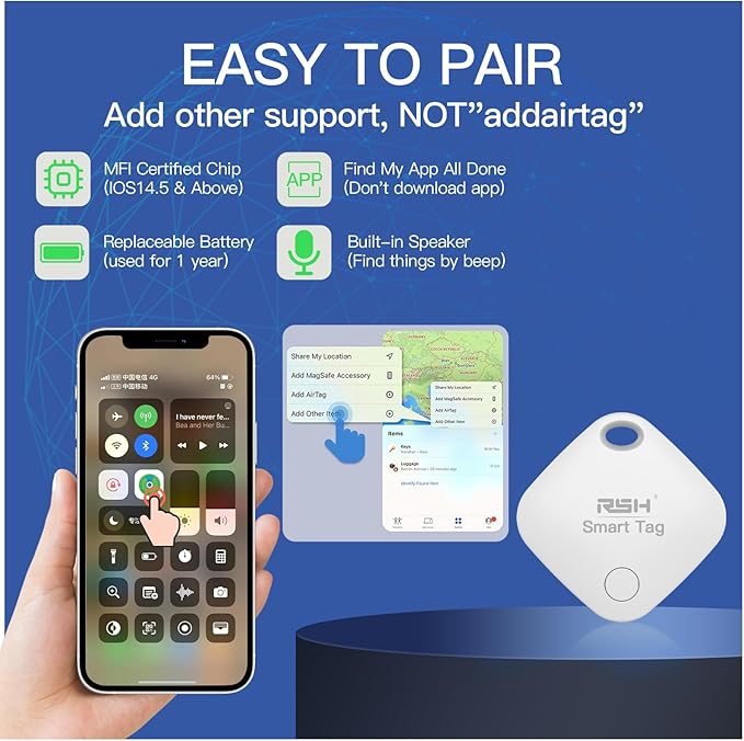 Air Tracker Tag 4 Pack Bluetooth Luggage Tracker tag Locator Works - Image 2