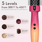 Thermal Brush, Blowout Long Lasting Look Curling Brush, 30s Fast Heated Round Brushes 1.5" Makes Hair Smoother Get Natural Curls, 5 Temp Settings, Universal Voltage for Travel, Easy to Use, Red Orange