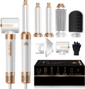 Blow Dryer Brush 7 in ONE，Autowrap Curling Wand, 110,000 RPM High-Speed Negative Ionic Hair Dryer with Diffuser Concentrator, Round Brush Blow Dryer Air Styler, Volumizing Hair Styling Tools