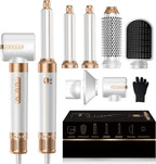 Blow Dryer Brush 7 in ONE，Autowrap Curling Wand, 110,000 RPM High-Speed Negative Ionic Hair Dryer with Diffuser Concentrator, Round Brush Blow Dryer Air Styler, Volumizing Hair Styling Tools