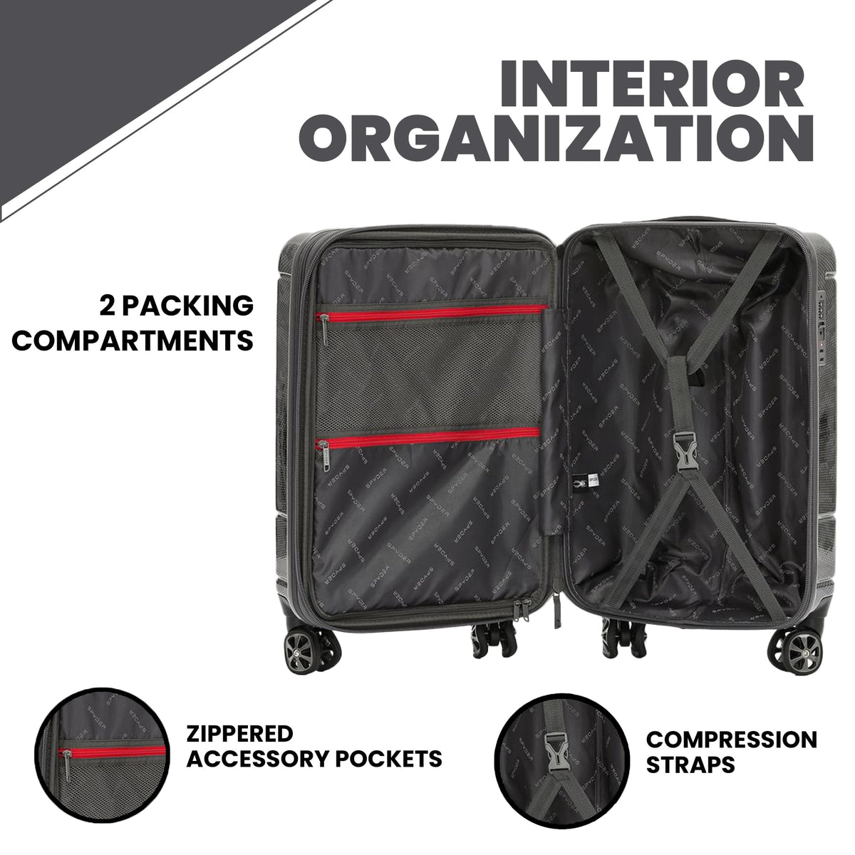Matrix 20 Inch Expandable Hardside Upright Suitcase with 360° Spinner Wheels (Gray/Black / Carry-On)