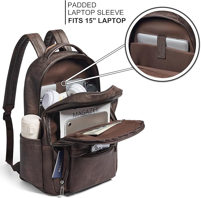30L Business Laptop Backpack for Women Men, Travel Work Backpack Purse Faux - Image 2