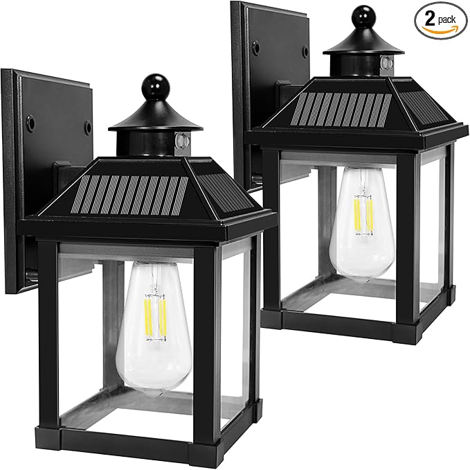 Solar Wall Lights Outdoor, Dusk to Dawn Solar Sconces, Motion Sensor Porch by Kuniwa