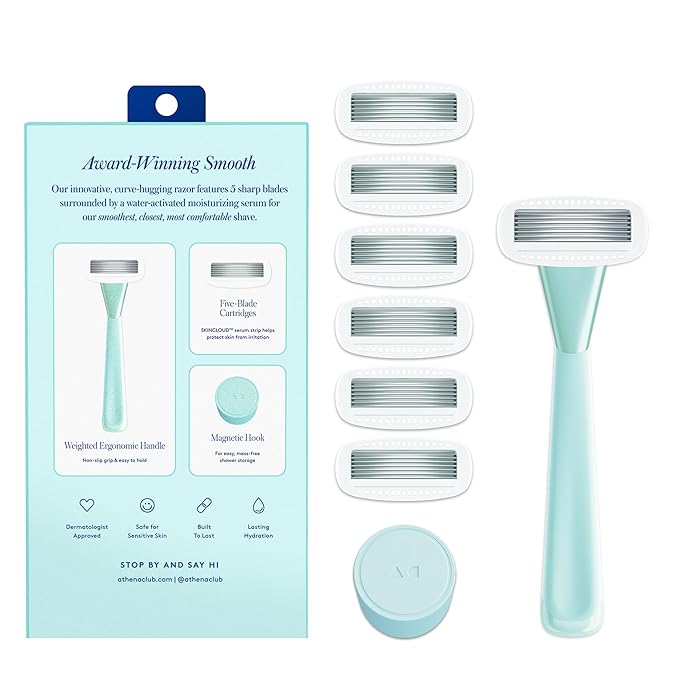 Women's Razor Shave Kit, 1 Mint Razor Handle + 6 Blade Refills - Image 2