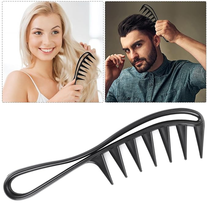 Wide Tooth Comb 2 PCS Curly Knotted Wavy Thick Thin Hair Care Massage Scalp Women Detangling Shower Wig Wet Brushing Large Smooth Grip Handle Detangle Plastic Pick Row Stylist Styling Tool Appliances