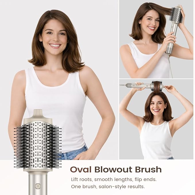 5-in-1 Hot Air Styler & Hair Dryer Brush, 110,000 RPM High-Speed Blow Dryer Brush with Auto-Wrap Curler, All-in-One Air Styling System for Easy Curl, Smooth & Volume