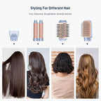 Hot Air Multi-Styler - 5 in 1 Professional Hair Wrap Styler Set with Air Curlers, Hair Dryer Brush, Straightener, Concentrator for Fast Drying Curling Straightening, Travel Case Included