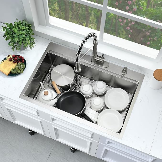30 Inch Drop In Kitchen Sink Workstation-Bokaiya 30x22 Stainless Steel Drop In - Image 4