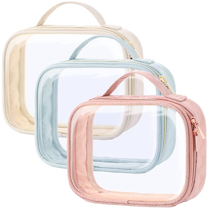 PACKISM TSA Approved Toiletry Bag, 3 Pack Clear Makeup Bags by Packism
