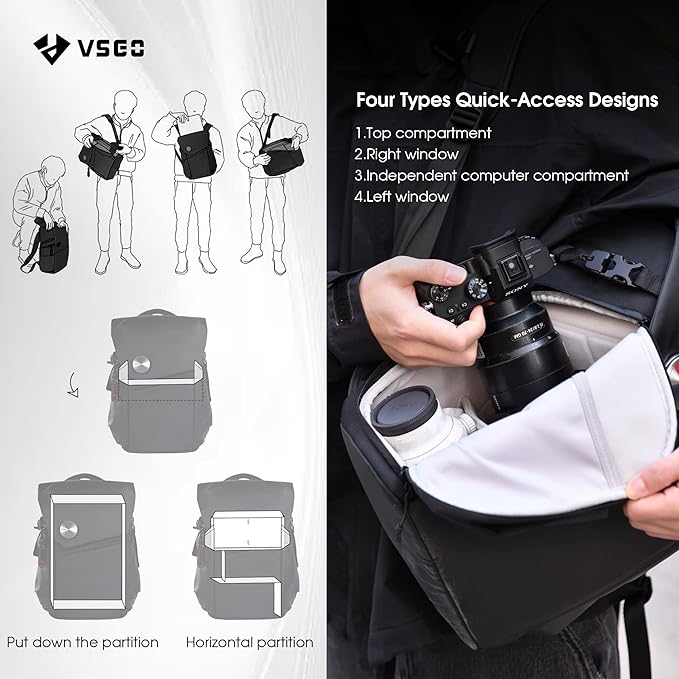 VSGO Black Snipe Camera Backpack 16L – Lightweight 1.1kg Professional DSLR/SLR - Image 6