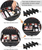 Relavel Extra Large Makeup Case Travel Makeup Bag Professional Leather Artist Bag Portable Cosmetic Brush Holder Organizer Nail Organizer Box with Adjustable Dividers