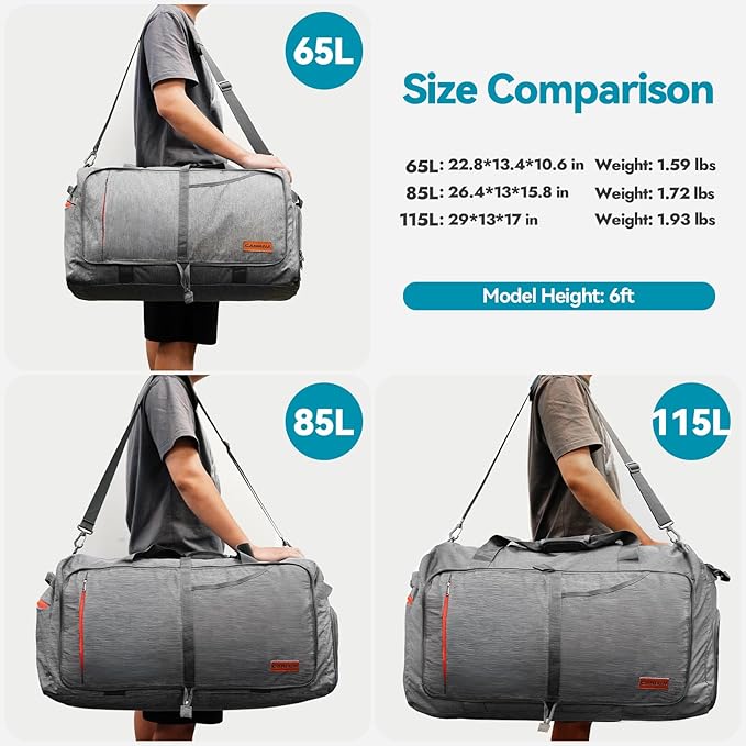 Canway 85L Travel Duffel Bag, Foldable Weekender Bag - Image 2