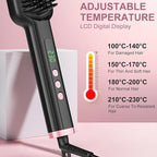 Hair Straightener Brush - SIQUER Ionic Hair Straightening Brush with 13 Temps LCD Display 45s Fast Heating 60mins Auto-Off Anti-Scald Ceramic Hair Straightener Comb for Home Salon, Black