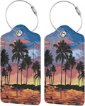 2Pcs Summer Palm Tree Luggage Tags, Beach Landscape Name ID Identifier Labels by OUZPGAQ