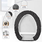 Microfiber Elongated Toilet Seat Cover 19.5"x 15" Machine Washable Solid Toilet - Image 4