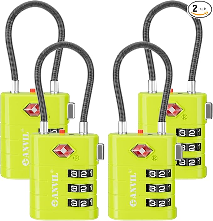 ANVIL TSA Approved Luggage Locks – High Security TSA008 Combination Travel Locks by ANVIL
