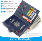 Passport Holder for Travel Women RFID Blocking Genuine Leather Passport Wallet - Image 2