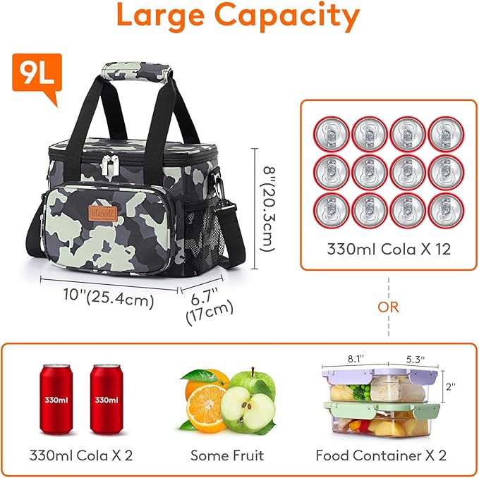 Lifewit Medium Lunch Bag Insulated Lunch Box Soft Cooler Cooling Tote - Image 4