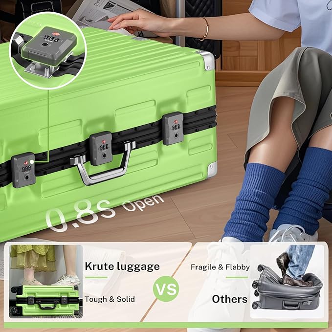 Krute Luggage 28 Inch Aluminum Frame Luggages TSA Lock No Zipper Checked - Image 8