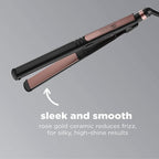 Infiniti PRO CONAIR Rose Gold Ceramic Flat Iron Hair Straightener,1-Inch Flat Iron with Extra-Long Plates,Including a Floating Plate,Advanced Heat Technology,Black,(Pack of 3)