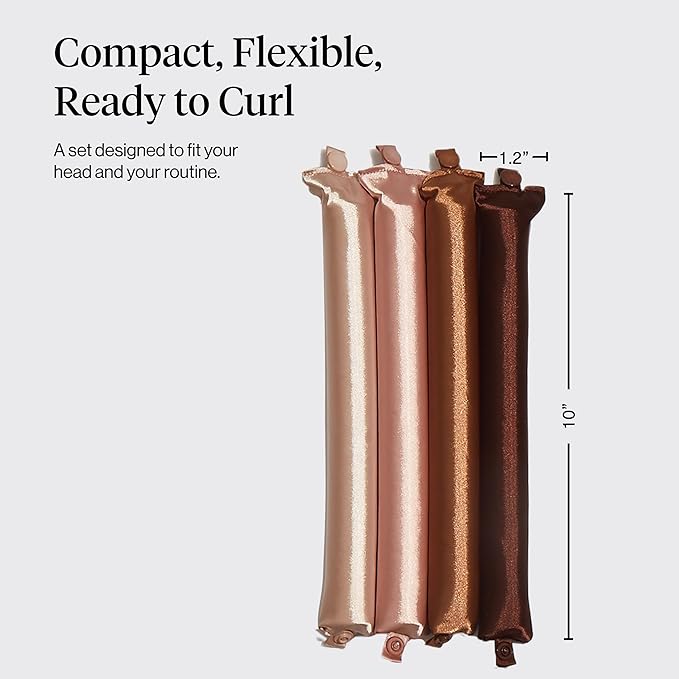 Kitsch Satin Hair Curlers, Heatless Curling Rod - Jumbo Flexi Rod for Heatless Curls Overnight, Comfortable Hair Curlers to Sleep In for Frizz-Free, No Heat Damage Styling - 4pcs Rosewood