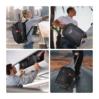 2-in-1 Rolling Camera Backpack Trolley Case - Anti-shock Detachable Padded Compartment, Hidden Pull Bar, Durable, Waterproof for Camera,Tripod,Flash Light,Lens,Laptop for Air Travelling(Black) (Nw-da410t)